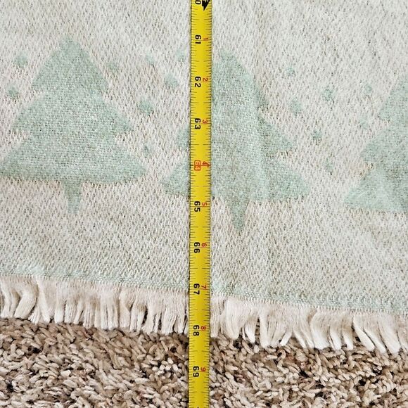 Antonio Salgado Jacquard Christmas Blanket Soft Green Fuzzy Trees Cotton - Picture 4 of 10
